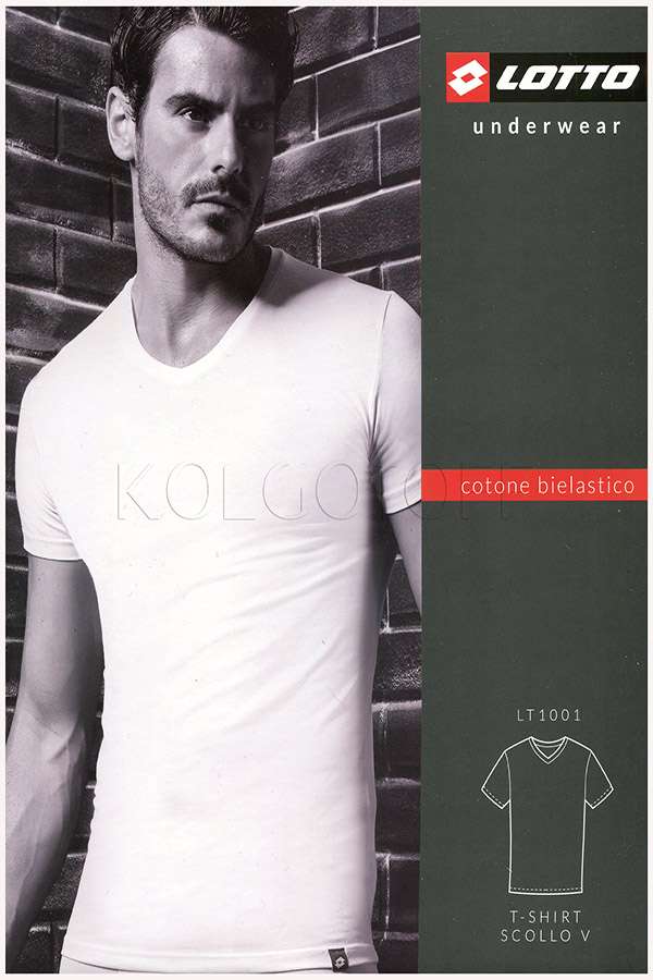 Чоловіча бавовняна футболка з коротким рукавом і V-подібним вирізом LOTTO T-Shirt Scollo V LT1001